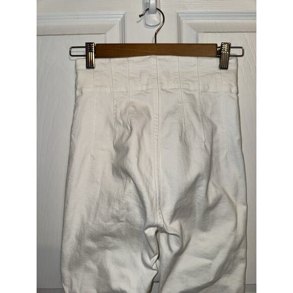 We The Free People High Waited White Flare Raw Hem Jeans 26 Dart - Picture 5 of 7